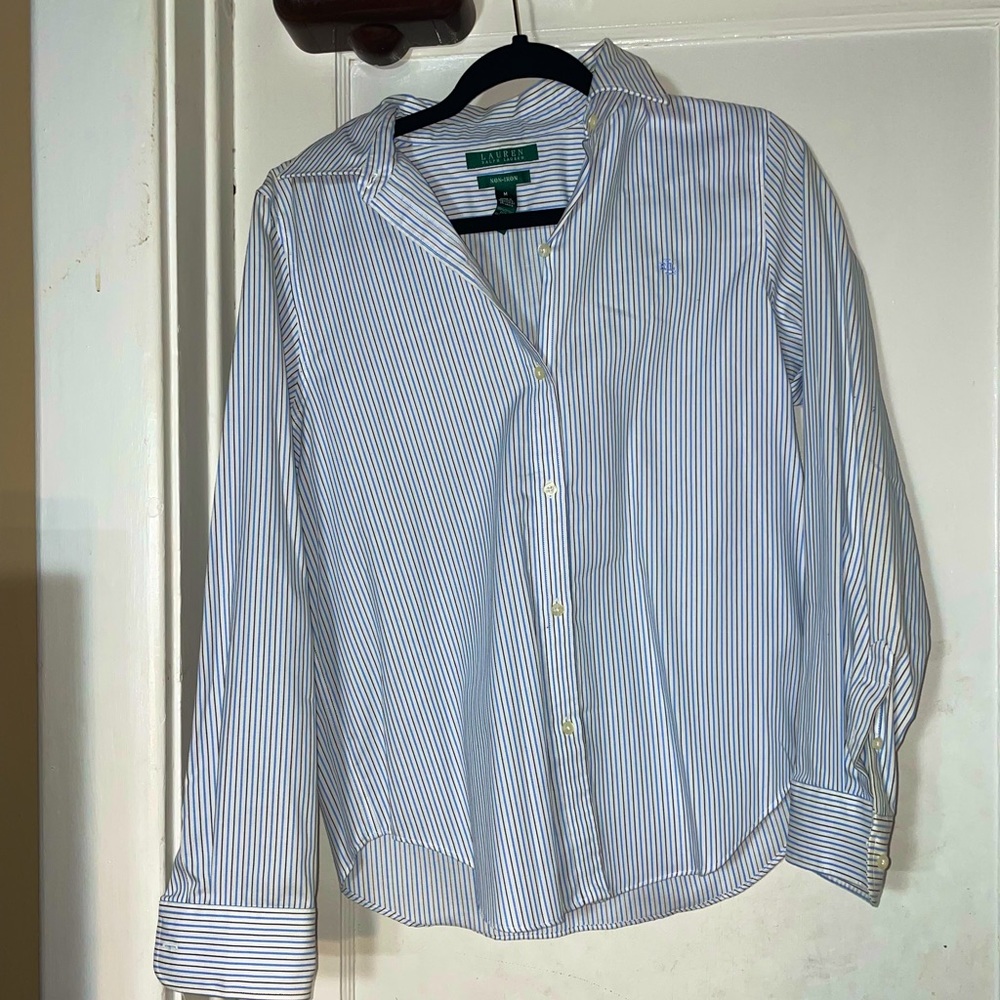 Polo Ralph Lauren mens blue & white striped dress shirt NWOT